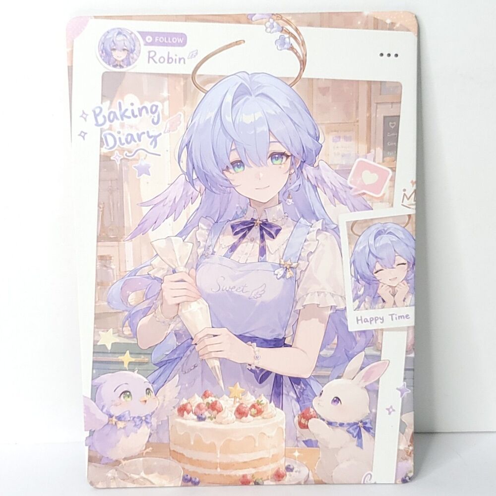 Robin Baking Happy Time Chibi Waifu Card Anime Girl Wall Art Oversized Board A5